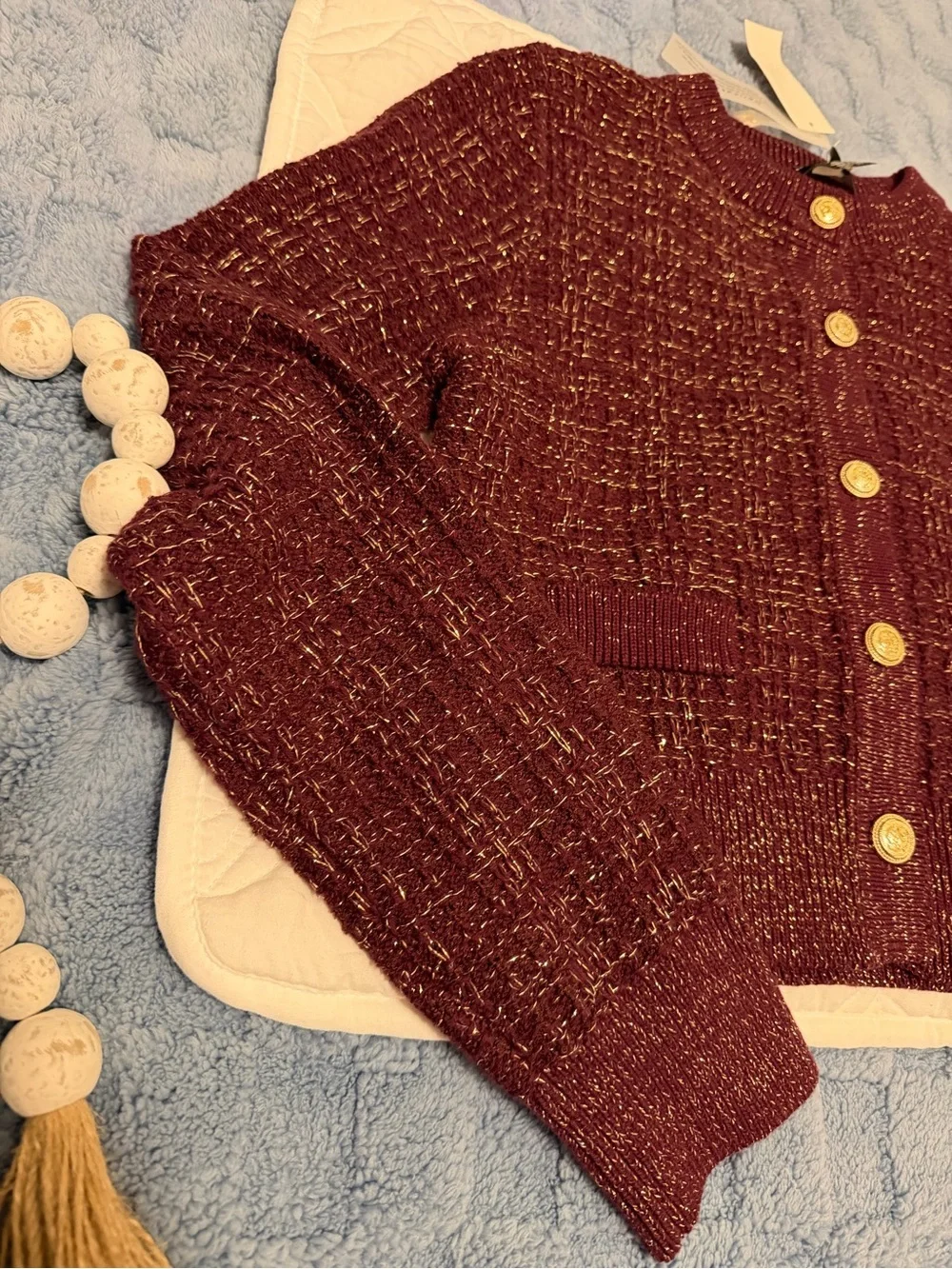 French Connection Metallic Tweed Knit Cardigan NWT! - Picture 9 of 13